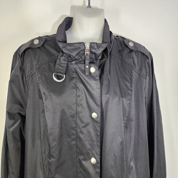 Chico's Womens Windbreaker Jacket Zip Snap Closure Lightweight Silver Hardware L - Picture 7 of 9